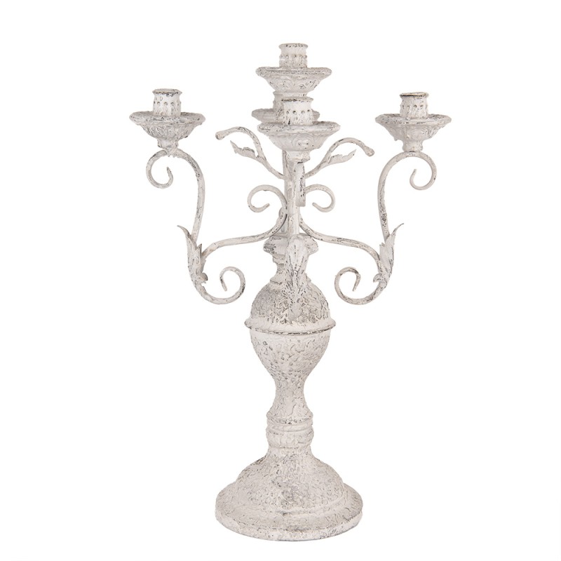 Clayre & Eef Candelabro Ø 29x58 cm Bianco Metallo