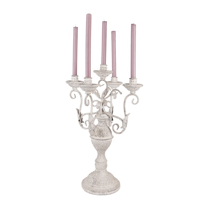 Clayre & Eef Candelabro Ø 29x58 cm Bianco Metallo