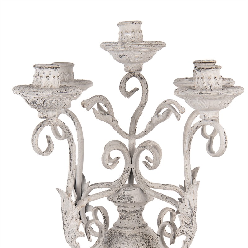 Clayre & Eef Candelabro Ø 29x58 cm Bianco Metallo