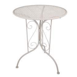 Clayre & Eef Set da bistrot Tavolo da bistrot Sedia da bistrot 3 pezzi Ø 60x70 / 39x39x94 cm Bianco Metallo