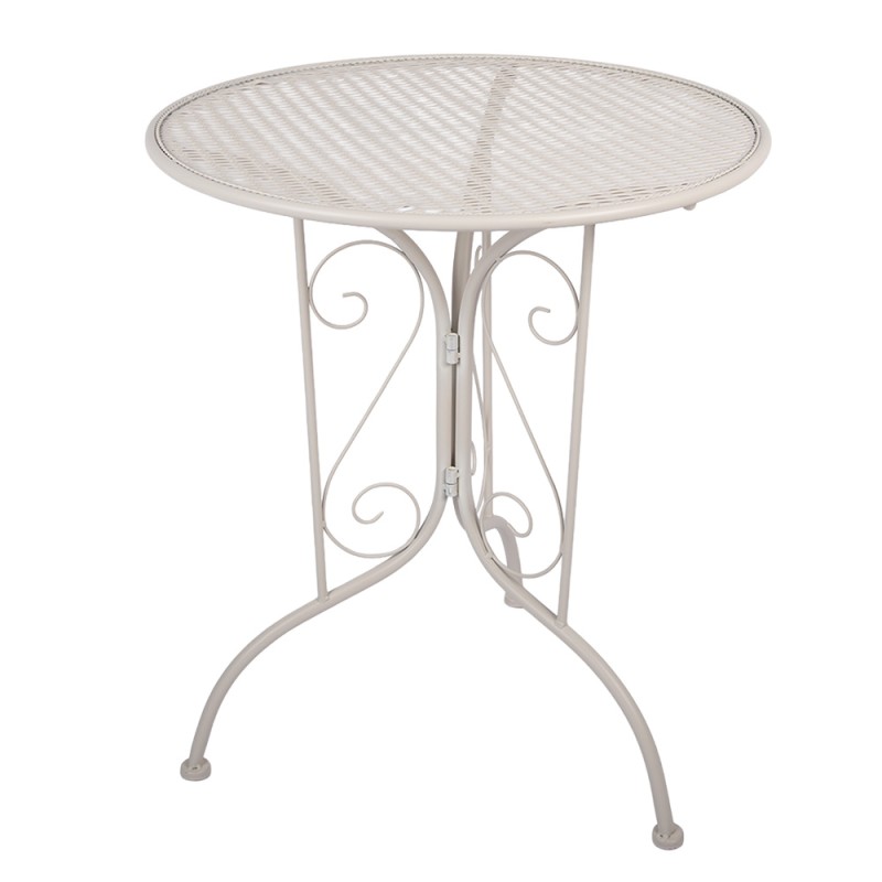 Clayre & Eef Bistroset Bistrotafel Bistrostoel 3-delig Ø 60x70 / 39x39x94 cm Wit Metaal