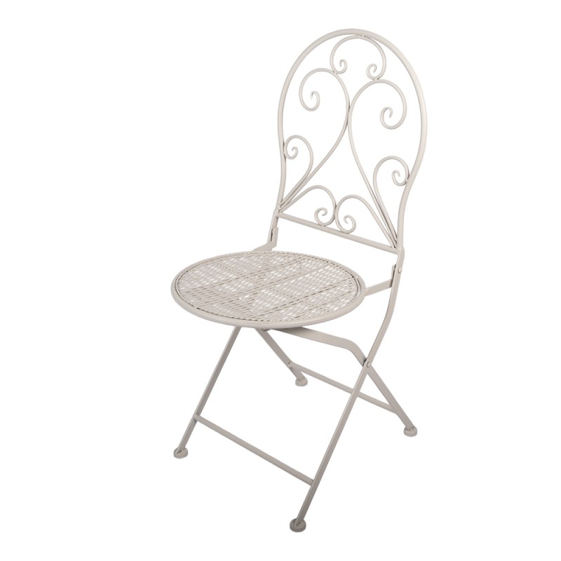 Clayre & Eef Bistroset Bistrotafel Bistrostoel 3-delig Ø 60x70 / 39x39x94 cm Wit Metaal