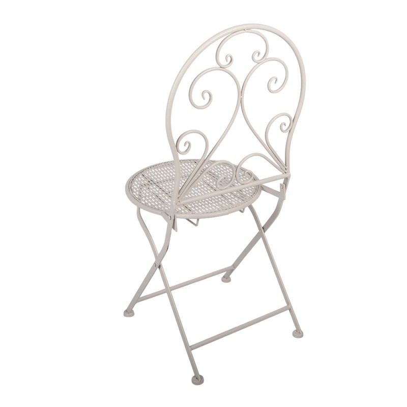 Clayre & Eef Bistroset Bistrotafel Bistrostoel 3-delig Ø 60x70 / 39x39x94 cm Wit Metaal
