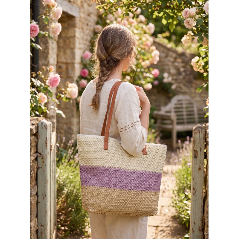 Clayre & Eef Sac de plage 46x30 cm Violet Synthétique