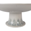 Clayre & Eef Taartplateau op Voet Ø 32x15 cm Wit Groen Porselein