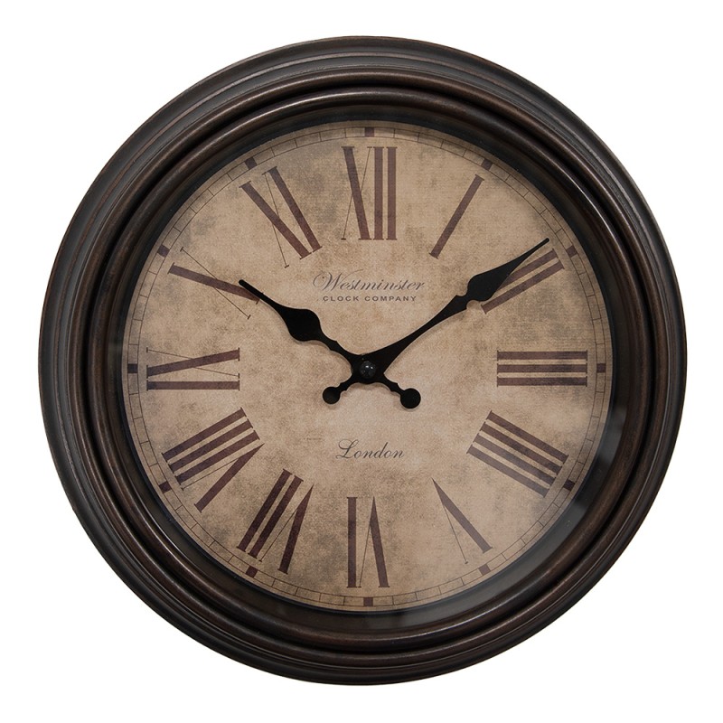 Clayre & Eef Wanduhr Ø 29x5 cm Braun Kunststoff