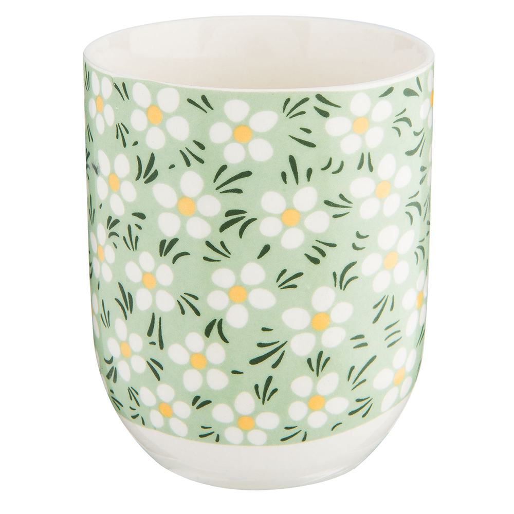 Clayre & Eef Mok 100 ml Groen Porselein Bloemen afbeelding