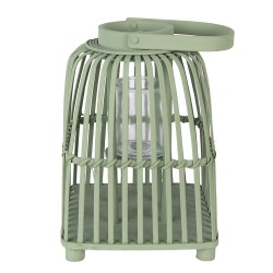 Clayre & Eef Windlicht 21x21x30 cm Groen Rotan
