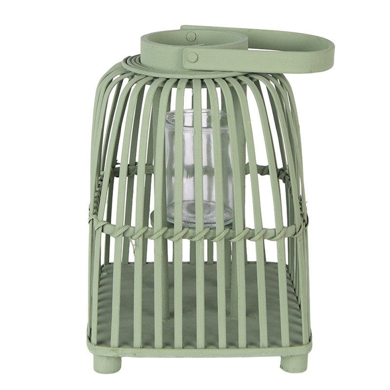 Clayre & Eef Windlicht 21x21x30 cm Grün Rattan
