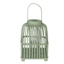 Clayre & Eef Windlicht 21x21x30 cm Grün Rattan