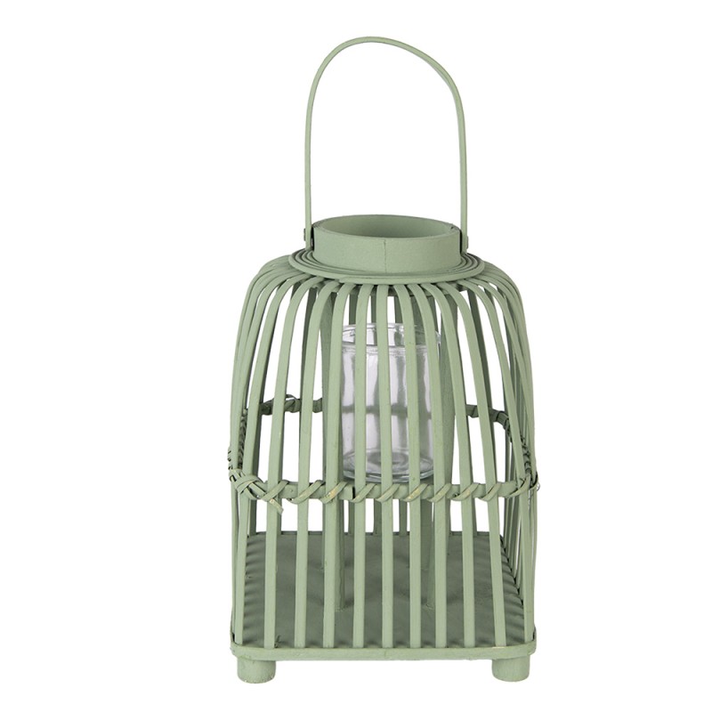 Clayre & Eef Windlicht 21x21x30 cm Grün Rattan