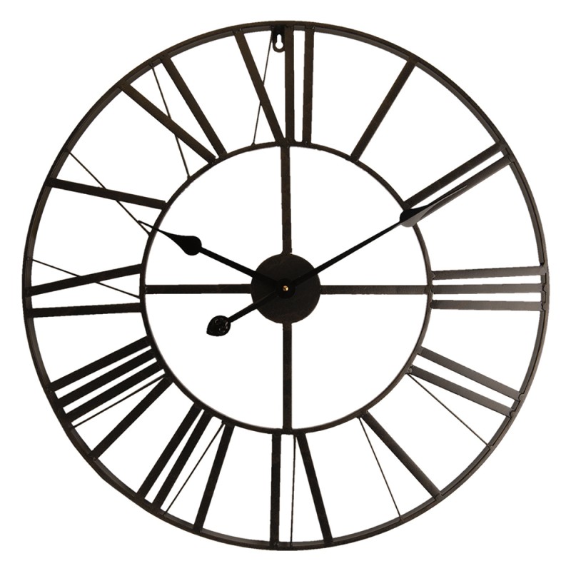 Clayre & Eef Wall Clock Ø 60 cm Black Metal