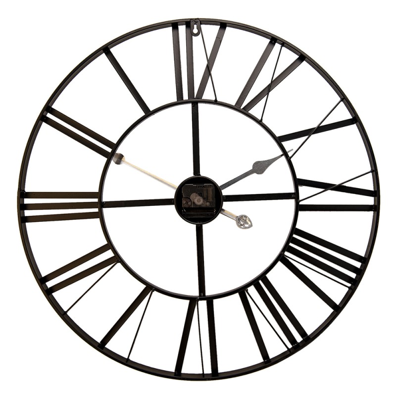 Clayre & Eef Wall Clock Ø 60 cm Black Metal