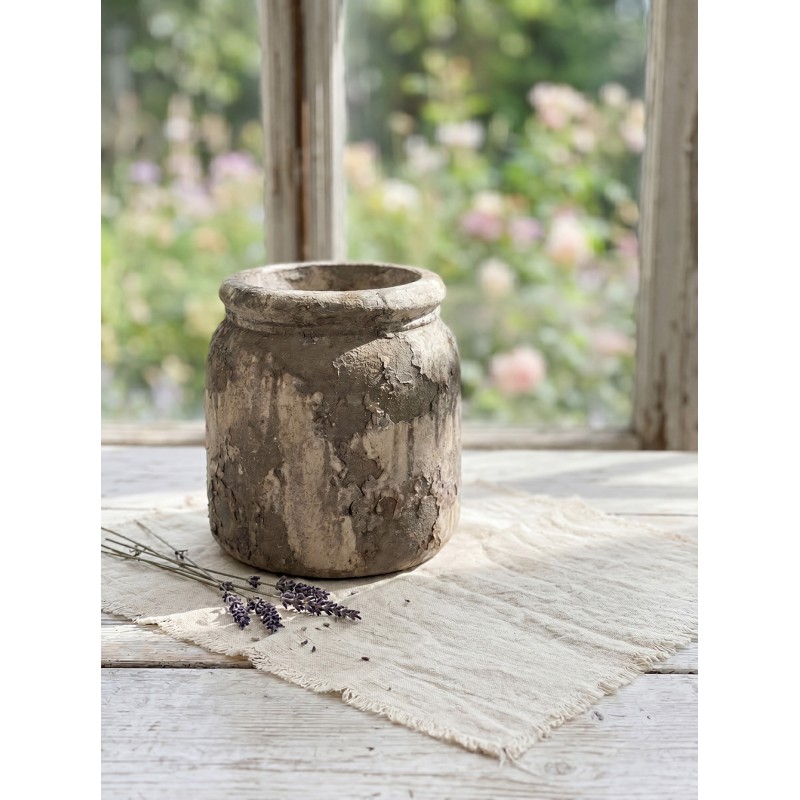 Clayre & Eef Planter Ø 14x13 cm Grey Beige Terracotta
