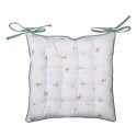 Clayre & Eef Cuscino per sedia in gommapiuma 40x40 cm Bianco Verde Cotone Fiori