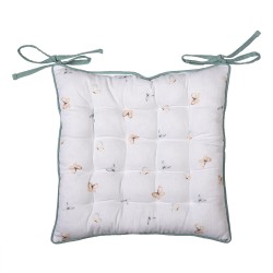 Clayre & Eef Stuhlkissen Schaumstoff 40x40 cm Weiß Grün Baumwolle Blumen