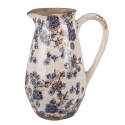 Clayre & Eef Pichet de décoration 17x13x22 cm Beige Bleu Céramique Fleurs