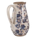 Clayre & Eef Pichet de décoration 17x13x22 cm Beige Bleu Céramique Fleurs