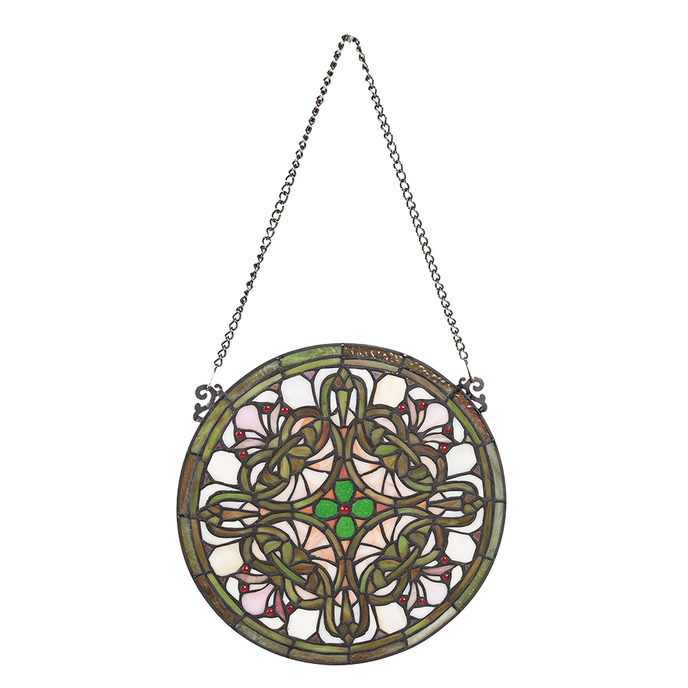 Lumilamp Glaspaneel Tiffany Ø 30 cm Groen Glas afbeelding