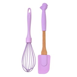 Clayre & Eef Keukengerei set van 2 Vogel 28x5 / 26x6 cm Paars Kunststof
