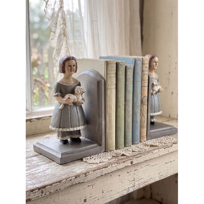 Clayre & Eef Serre-livres set de 2 23x11x22 cm Gris Plastique
