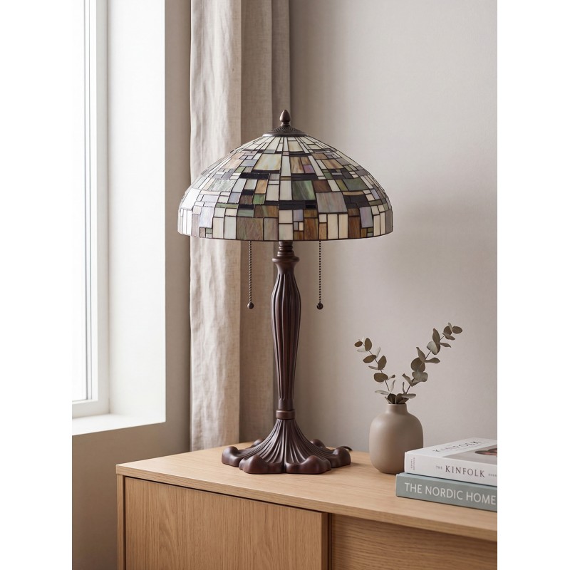 Lumilamp Lampenschirm Tiffany Ø 50x27 cm Beige Grün Glas