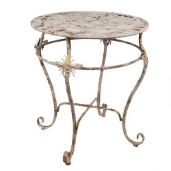 Clayre & Eef Bistrotisch Ø 69x76 cm Weiß Braun Metall