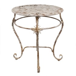 Clayre & Eef Bistrotisch Ø 69x76 cm Weiß Braun Metall