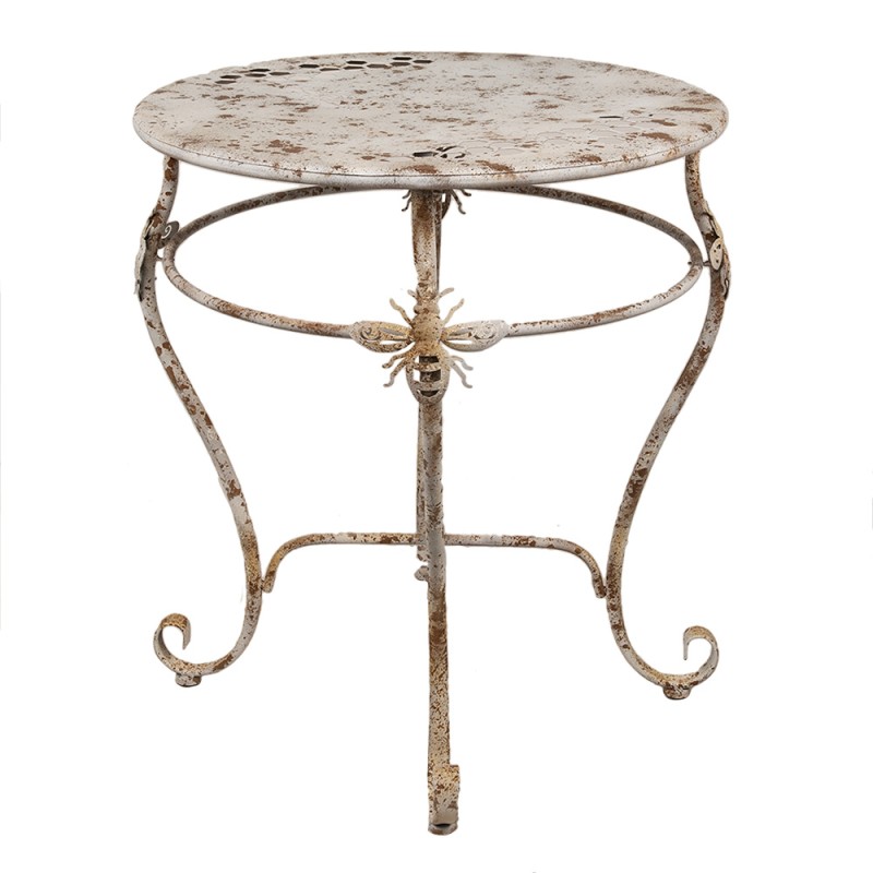 Clayre & Eef Tavolo da bistr Ø 69x76 cm Bianco Marrone Metallo