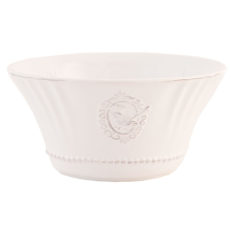 Clayre & Eef Suppenschale Ø 14x7 cm Weiß Keramik Vogel