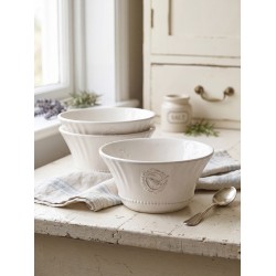 Clayre & Eef Soepkom Ø 14x7 cm Wit Keramiek Vogel