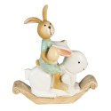Clayre & Eef Statuetta Coniglio 10x4x11 cm Bianco Verde Poliresina