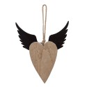Clayre & Eef Decoratie Hanger Hart 18x3x22 cm Wit Bruin Hout