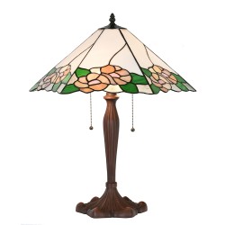 Lumilamp Tiffany Tischlampe 44x61x64 cm Weiß Grün Glas Blumen