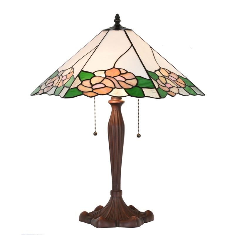 Lumilamp Table Lamp Tiffany 44x61x64 cm White Green Glass Flowers