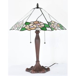 Lumilamp Tiffany Tischlampe 44x61x64 cm Weiß Grün Glas Blumen