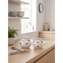 Clayre & Eef Milk and Sugar Set 12x9x8 / Ø 9x10 cm Beige Ceramic Flowers