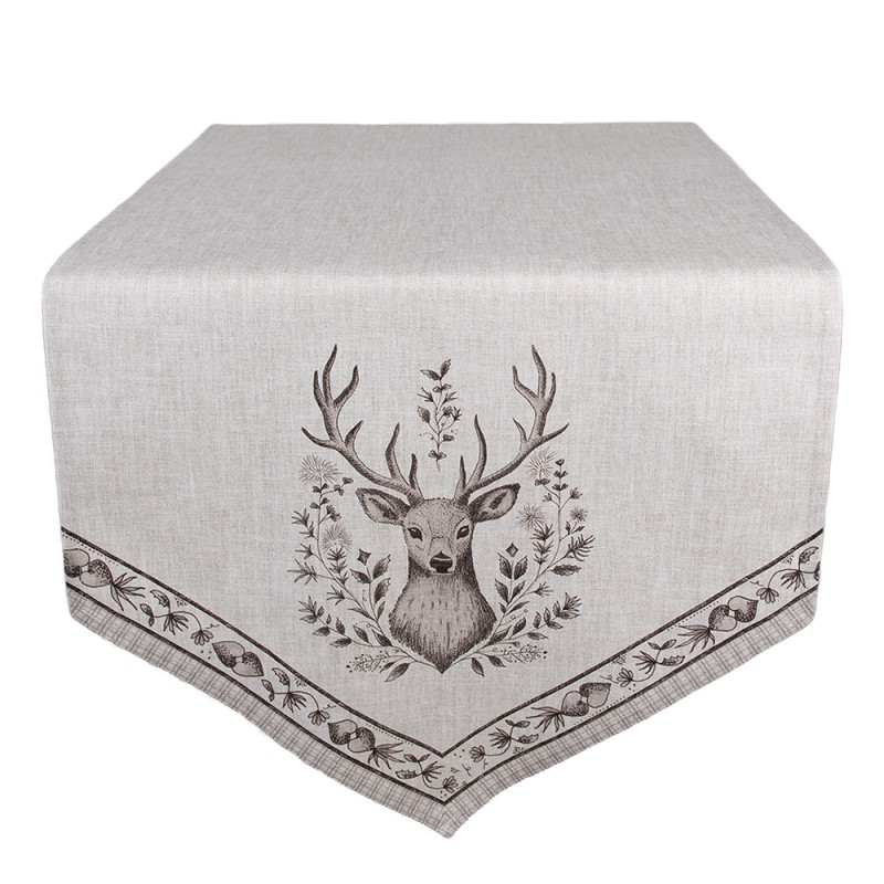 Clayre & Eef Tafelloper 50x160 cm Beige Katoen Hert