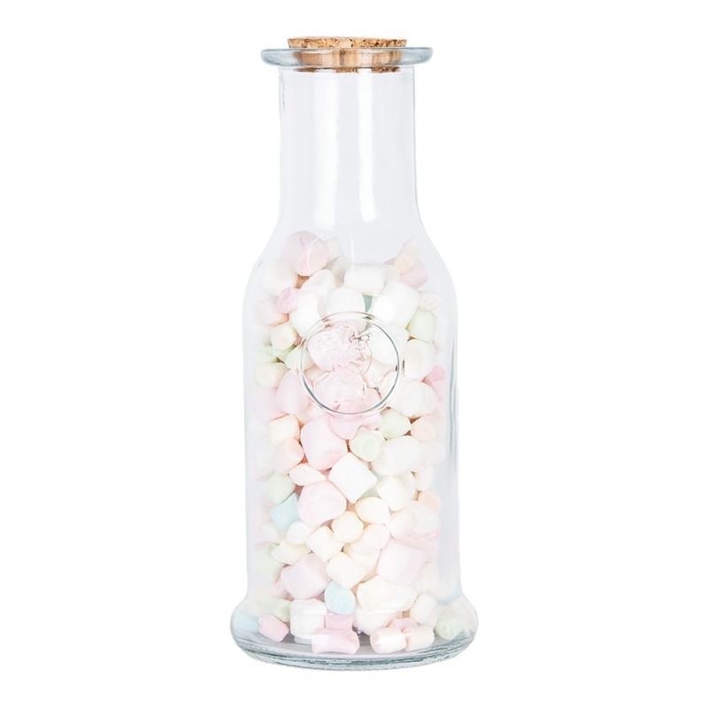 Clayre & Eef Decorative Bottle Ø 9x20 cm Transparent Glass
