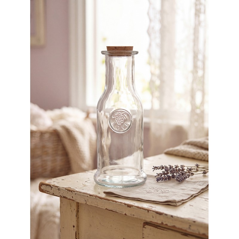Clayre & Eef Decorative Bottle Ø 9x20 cm Transparent Glass
