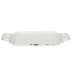 Clayre & Eef Plateau de décoration 16x8x1 cm Blanc Fer