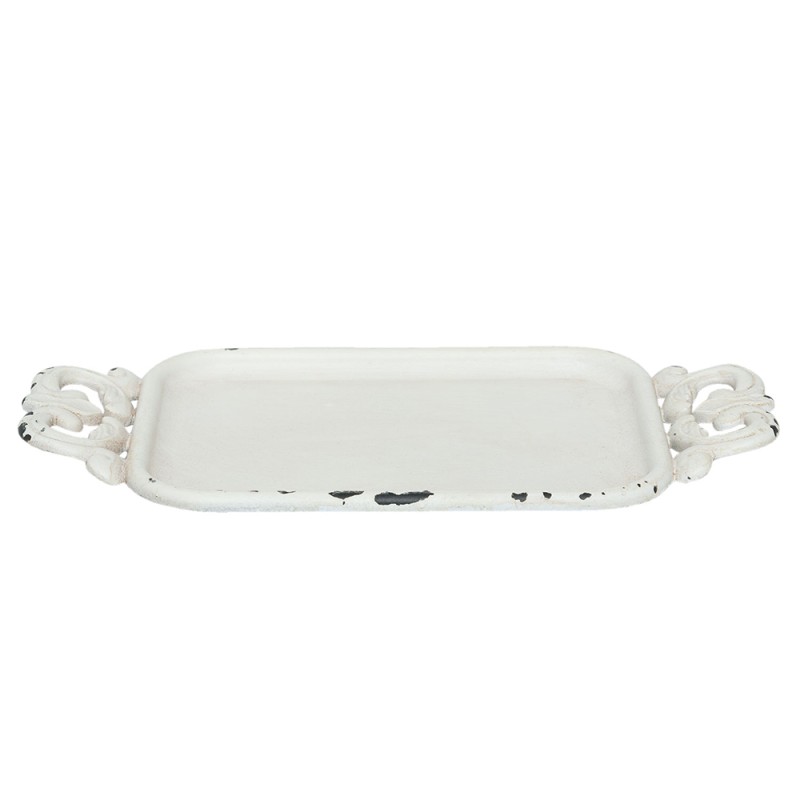 Clayre & Eef Decorazione vassoio 16x8x1 cm Bianco Ferro
