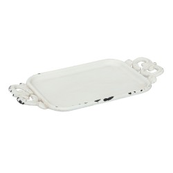 Clayre & Eef Decoratie Dienblad 16x8x1 cm Wit IJzer