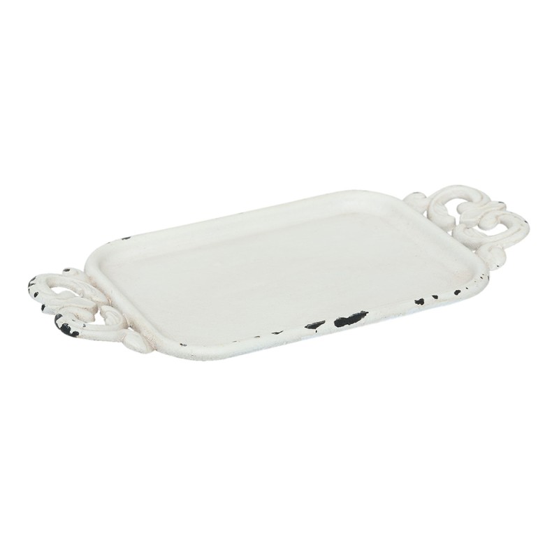 Clayre & Eef Decorazione vassoio 16x8x1 cm Bianco Ferro