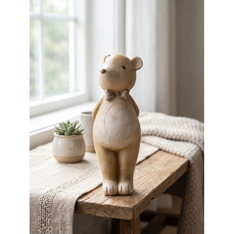 Clayre & Eef Dekorationsfigur Bär 18 cm Beige Kunststoff