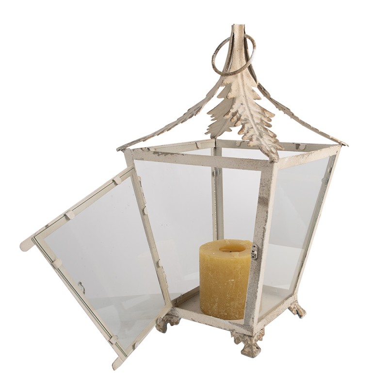 Clayre & Eef Lanterne 26x26x47 cm Beige Métal