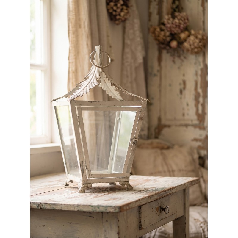Clayre & Eef Lanterne 26x26x47 cm Beige Métal