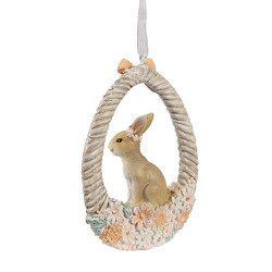 Clayre & Eef Oster-Anhänger Kaninchen 7x2x10 cm Beige Kunststoff