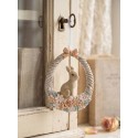 Clayre & Eef Pendentif de Pâques Lapin 7x2x10 cm Beige Plastique