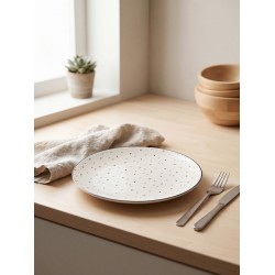 Clayre & Eef Assiette de petit d‚jeuner Ø 20 cm Blanc Porcelaine Coeurs